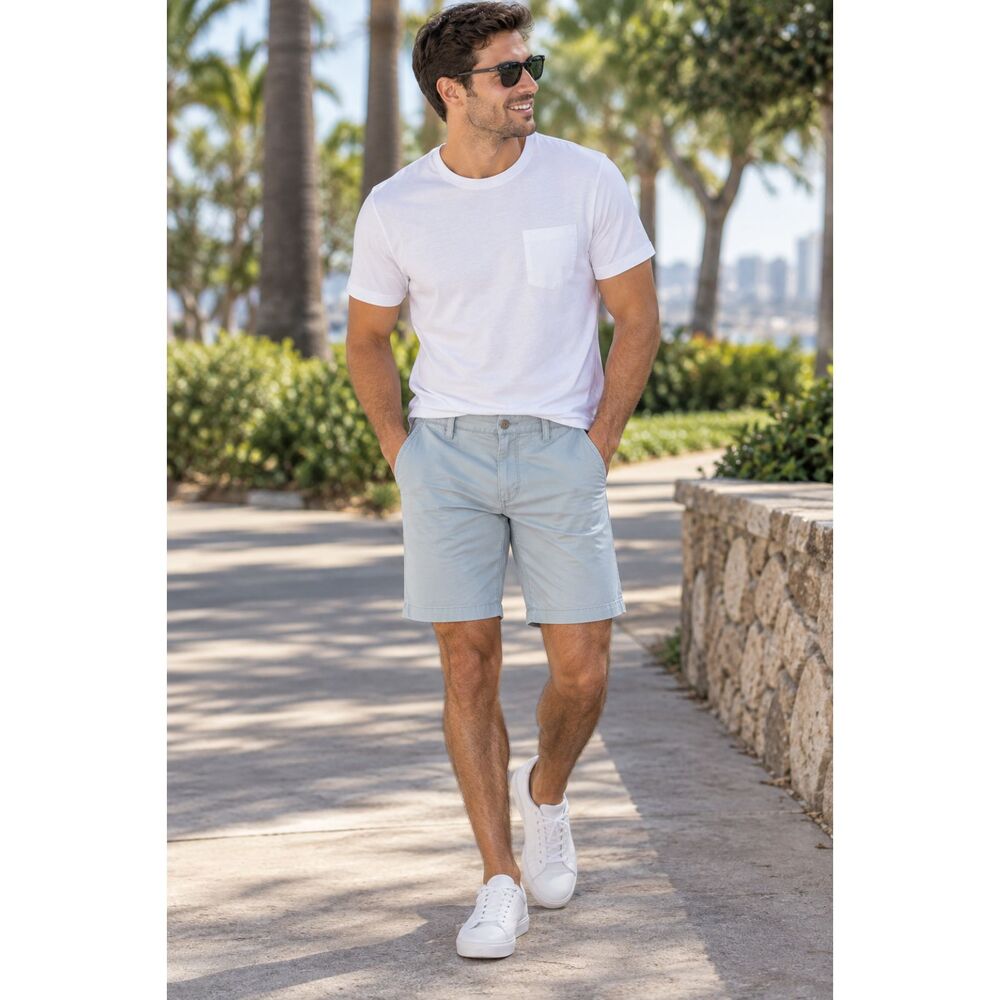 Old Navy Mens Size 29 Lived-In Straight Chino Shorts Blue/Green Casual Summer